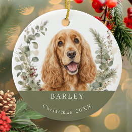 Décoration En Céramique Noël aquarelle English Golden Cocker Spaniel