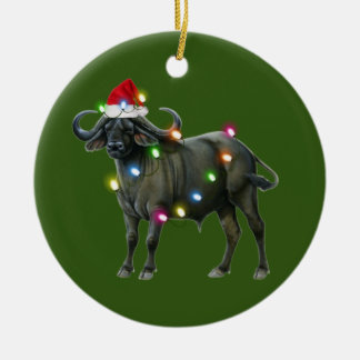 Décoration En Céramique Noël au Buffle avec lumière Casquette