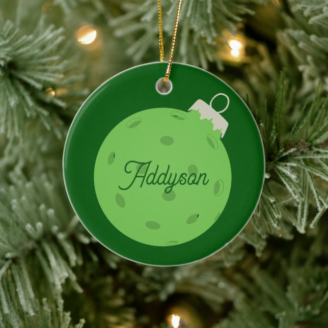 Décoration En Céramique Noël au pickleball vert personnalisé (Arbre)