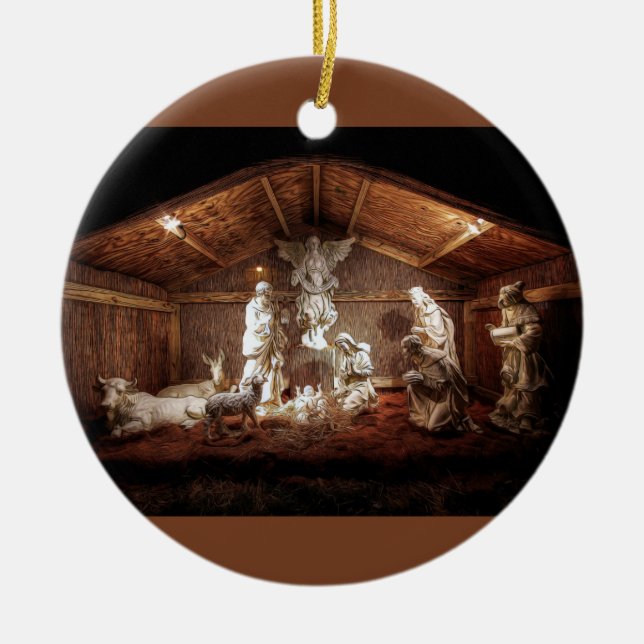 Décoration En Céramique Noël Avent Jésus Nativité Manger Scène (Devant)