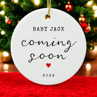 Décoration En Céramique Noël Baby Bientôt Nom Ornament