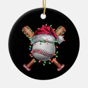Décoration En Céramique Noël Baseball Père Noël Sports Noël