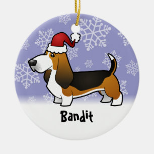 Décoration En Céramique Noël Basset Hound (ajoutez votre nom d'animaux