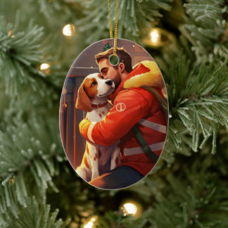 Décoration En Céramique Noël Beagle, Cadeau pour amateur de chien et de po