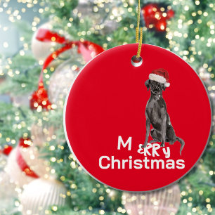 Décoration En Céramique Noël Black Labrador Chien Photo Joyeux voeux