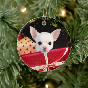 Décoration En Céramique Noël blanc du Chihuahua