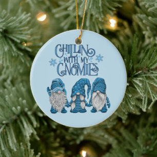 Décoration En Céramique Noël Bleu Hiver Trio Chillin Avec Mes Gnomes