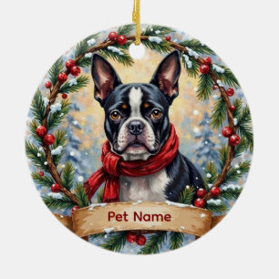 Décoration En Céramique Noël Boston Terrier