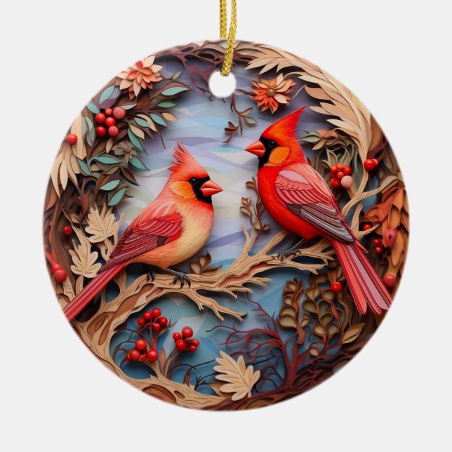 Décoration En Céramique Noël Cardinal Rouge Personnalisé (Devant)