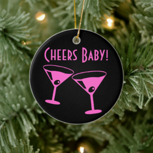 Décoration En Céramique Noël Cheers bébé Neon roses verres à cocktails