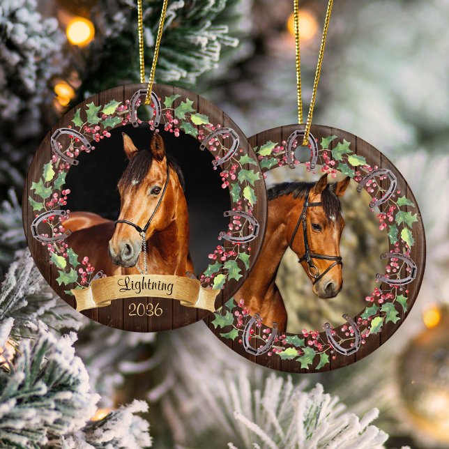 Décoration En Céramique Noël Cheval Personnalisé Rustique 2 Photos (Créateur téléchargé)