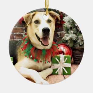 Décoration En Céramique Noël - chien de traîneau sibérien X - Harley