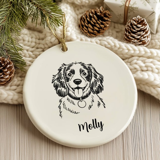 Décoration En Céramique Noël Chien Épaniel Personnalisé (Créateur téléchargé)