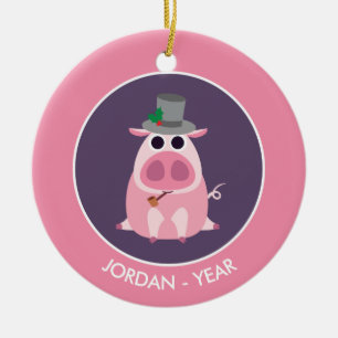 Décoration En Céramique Noël circonspect le porc