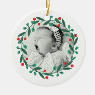 Décoration En Céramique Noël classique Wreath Babys 1er Noël