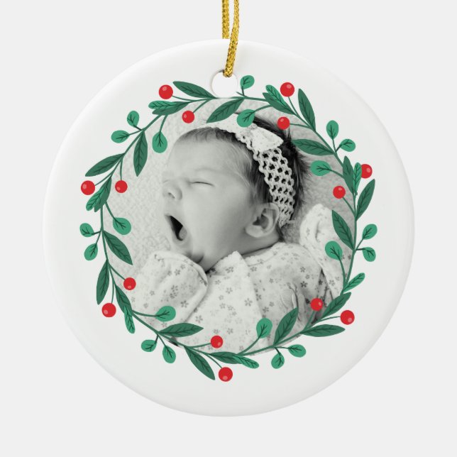 Décoration En Céramique Noël classique Wreath Babys 1er Noël (Devant)