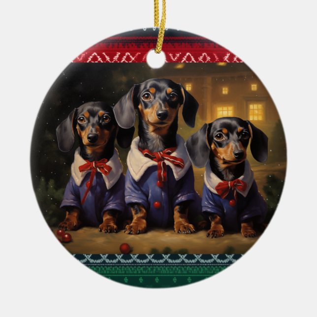 Décoration En Céramique Noël Dachshund (Devant)