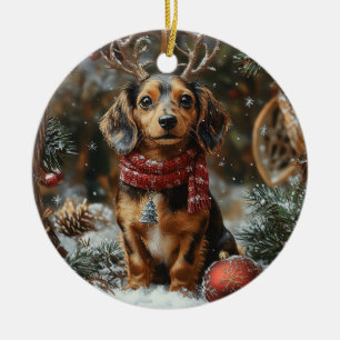 Décoration En Céramique Noël Dachshund