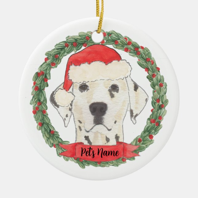 Décoration En Céramique Noël dalmatien personnalisé (Devant)