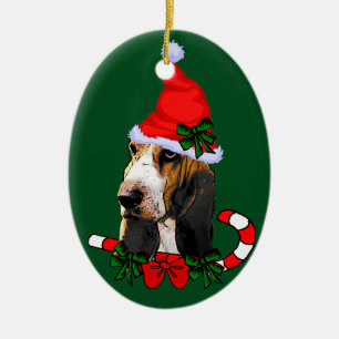 Décoration En Céramique Noël de Basset Hound