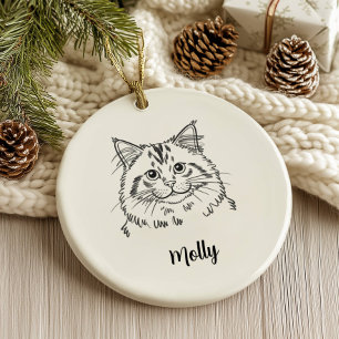 Décoration En Céramique Noël de chat personnalisé