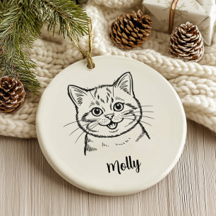 Décoration En Céramique Noël de chat personnalisé
