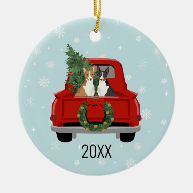 Décoration En Céramique Noël de Chien Basenji (Devant)