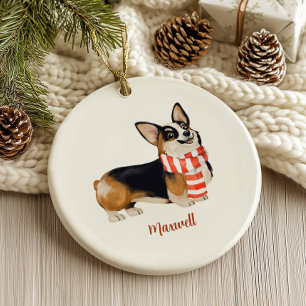 Décoration En Céramique Noël de Chien de Corgi
