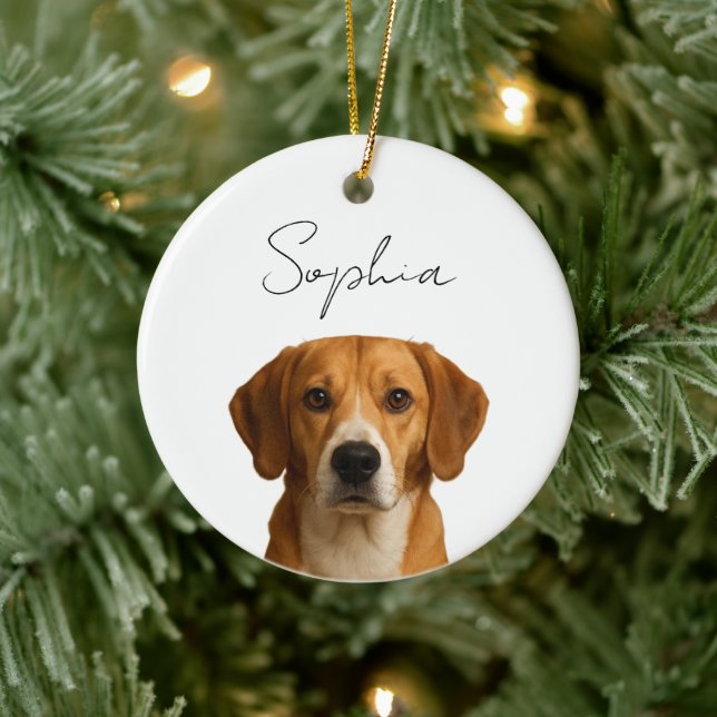 Décoration En Céramique Noël de chien personnalisé | Photo personnalisée p (Arbre)