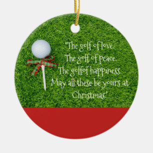 Décoration En Céramique Noël de golf avec balle de golf et tee avec ruban