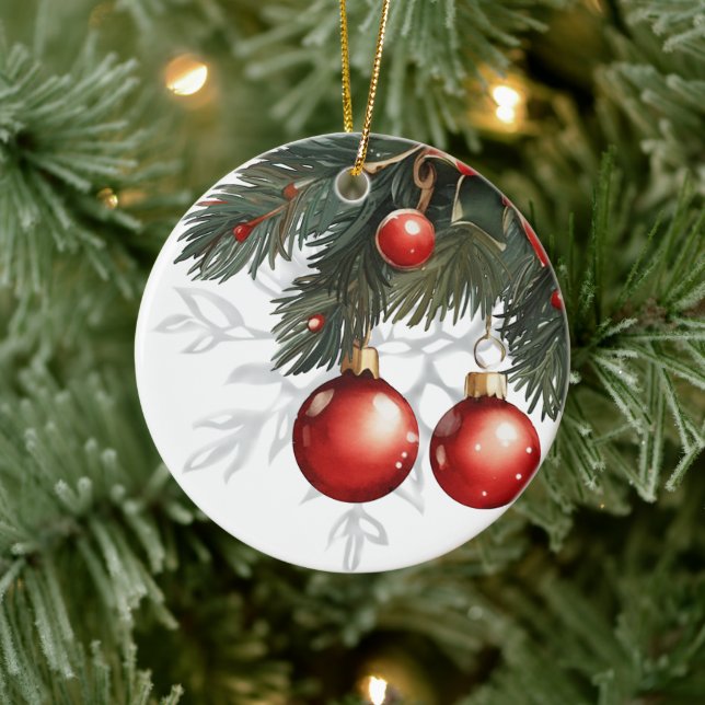 Décoration En Céramique Noël de la bulle rouge (Arbre)
