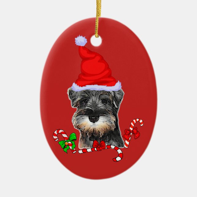 Décoration En Céramique Noël de la mignonne miniature Schnauzer (Devant)
