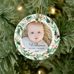 Décoration En Céramique Noël de la photo de vacances pour bébé