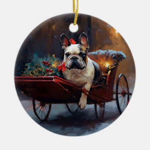 Décoration En Céramique Noël de la saison festive Bouledogue français