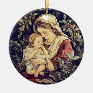 Décoration En Céramique Noël de la Vierge à l'Enfant