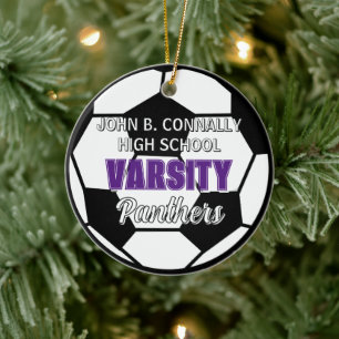Décoration En Céramique Noël de l'équipe de soccer universitaire violet pe