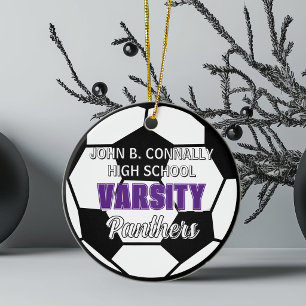 Décoration En Céramique Noël de l'équipe de soccer universitaire violet pe