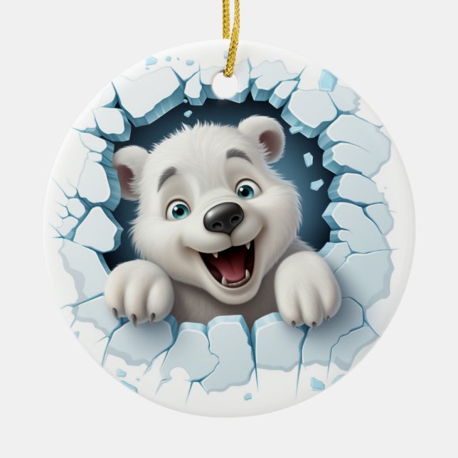 Décoration En Céramique Noël de l'ours de glace 3D amusant (Devant)