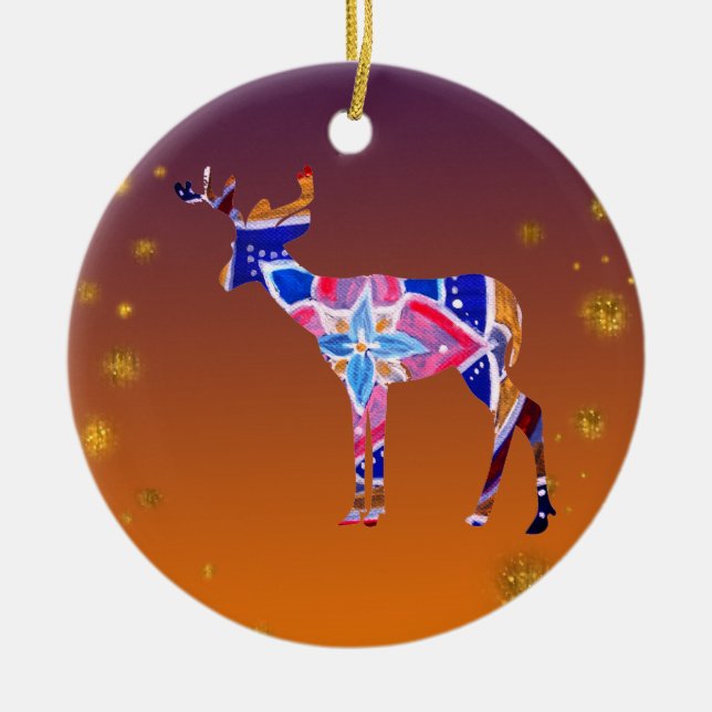Décoration En Céramique Noël de Mandala Reindeer (Devant)