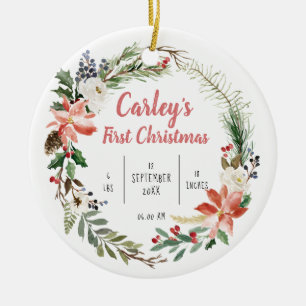 Décoration En Céramique Noël de naissance personnalisé
