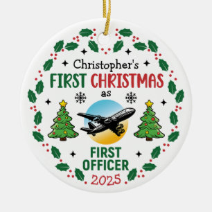 Décoration En Céramique Noël de pilote personnalisé Officier en second de 