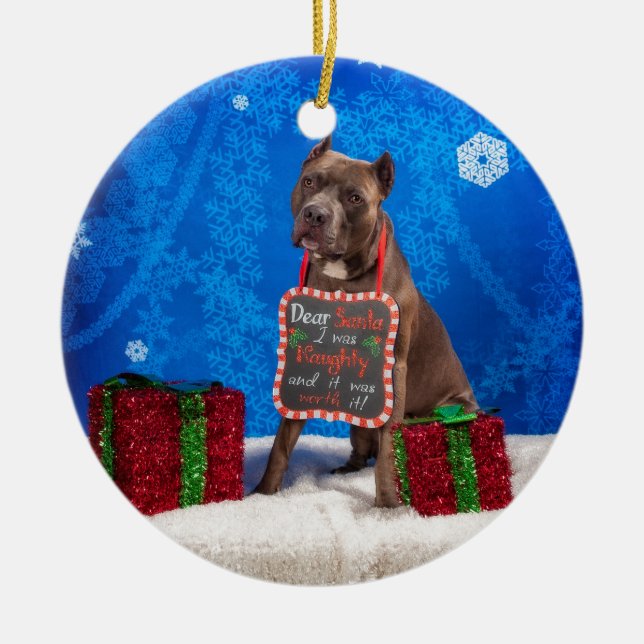 Décoration En Céramique Noël de pitbull (Devant)