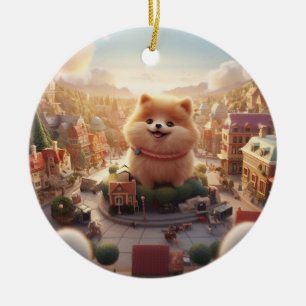 Décoration En Céramique Noël de Poméranie, cadeau de mémorial de chien, am