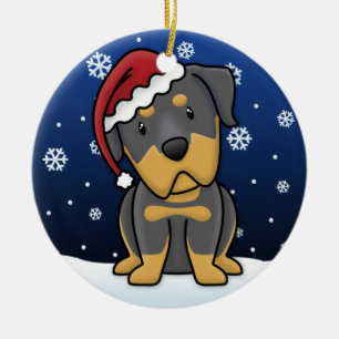 Décoration En Céramique Noël de rottweiler de bande dessinée de Kawaii