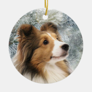 Décoration En Céramique Noël de Sheltie de sable