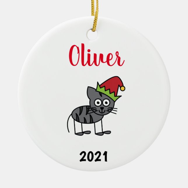 Décoration En Céramique Noël des chats de compagnie personnalisés (Devant)