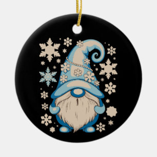 Décoration En Céramique Noël d'hiver bleu Gnome Xmas neige Fêtes