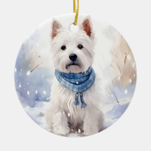 Décoration En Céramique Noël d'hiver de Westie