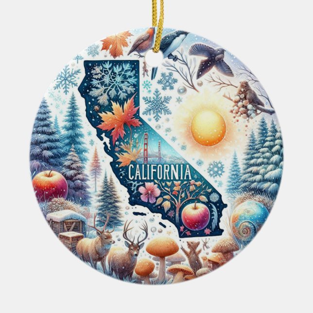 Décoration En Céramique Noël d'hiver en Californie (Devant)