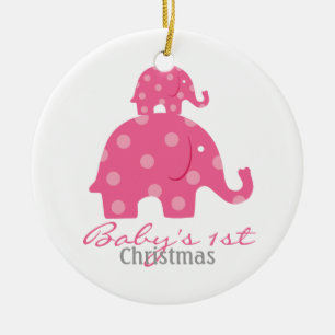 Décoration En Céramique Noël du bébé de bébé premier - éléphants